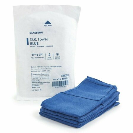 MCKESSON Blue Sterile O.R. Towel, 17 x 27 Inch, 4/Pack, 4PK 16-6004-B
